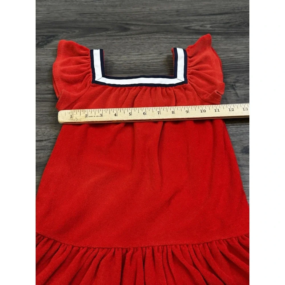 Janie and Jack Girls Dress Size 5 Red Terry Cloth Drop Waist Ruffle Swim Coverup